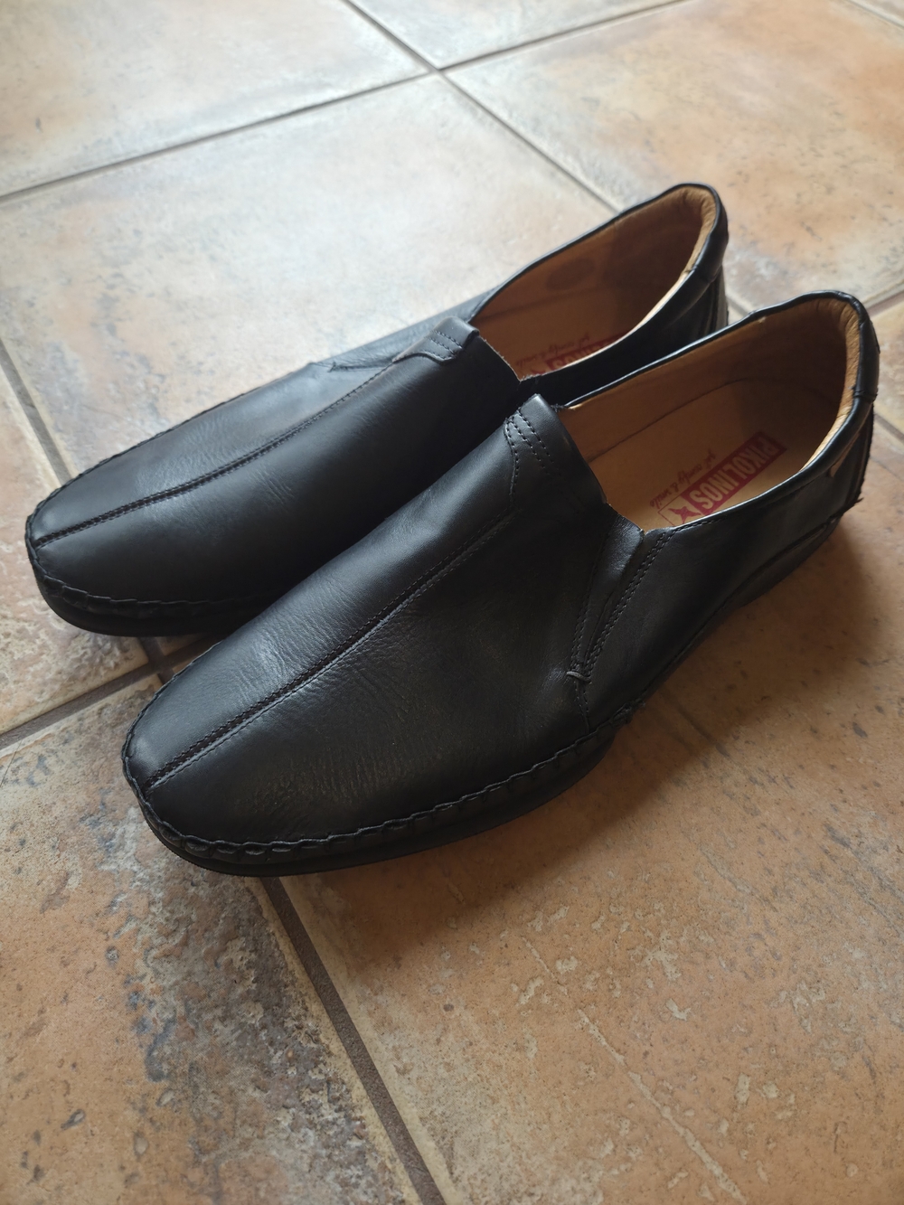 PIKOLINOS Black Leather Slip-On Loafers